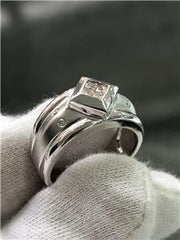 LIV 14k White Gold Genuine Diamond Princess Cut Invisible Halo Wide Band Ring Size 7