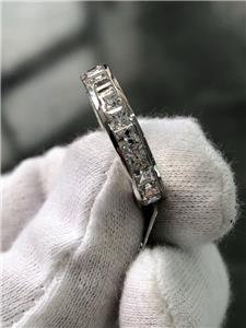 LIV 14k White Gold White Sapphire Princess Cut Channel Set Eternity Band Ring Size 6
