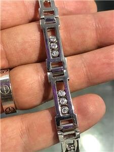 LIV 14k White Gold & Diamonds 1.68ct G/VS1 Men's Link Bracelet 8" Length 45.9 Grams