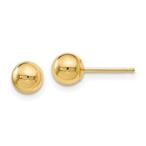 LIV 14k Yellow Gold Ball Design 5mm Diameter Halo Stud Earrings Push Backs Gift