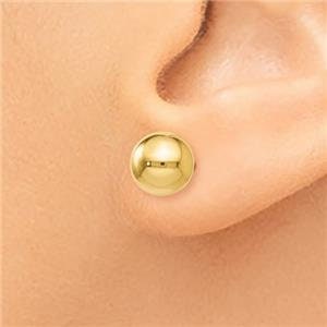 LIV 14k Yellow Gold Ball Design 7mm Diameter Halo Stud Earrings Push Backs Gift