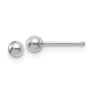 LIV 14k White Gold Ball Design 3mm Diameter Halo Stud Earrings Push Backs Included