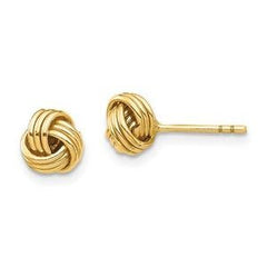 LIV 14k Yellow Gold Love Knot Design 6.5mm Diameter Halo Stud Earrings Push Backs