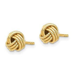 LIV 14k Yellow Gold Love Knot Design 6.5mm Diameter Halo Stud Earrings Push Backs