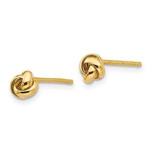 LIV 14k Yellow Gold Love Knot Design 5mm Diameter Halo Stud Earrings Push Backs Gift
