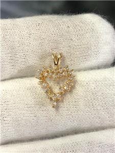 LIV 14k Yellow Gold & Diamonds Small Cluster Heart Vintage Style Hand Made Pendant 0.25ct