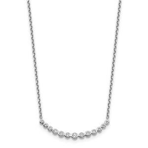 LIV 14k White Gold & Diamonds Bezel Curved Halo Layered Bar Design Necklace Gift