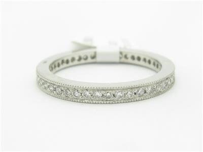 LIV Platinum Genuine White Diamond Round Pave Eternity Design Wedding Band Ring Gift  All Sizes Available