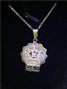 LIV 14k Yellow Gold Custom Made City of New York Police Detective Badge Pendant