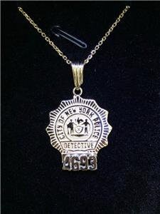 LIV 14k Yellow Gold Custom Made City of New York Police Detective Badge Pendant