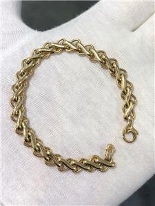 LIV 14k Yellow Gold Hand Made Design Link Bracelet 7.8 Grams 7mm W 7"L