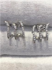 LIV 14k White Gold & Genuine Diamonds Custom Made Lightning Bolt Cuff Stud Earrings