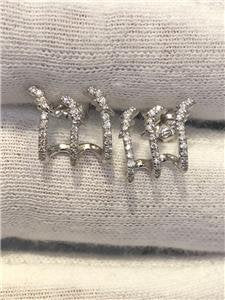 LIV 14k White Gold & Genuine Diamonds Custom Made Lightning Bolt Cuff Stud Earrings