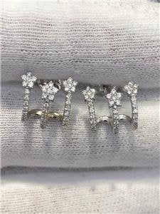 LIV 14k White Gold & Genuine Diamonds Custom Made Star Cuff Design Stud Earrings