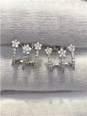 LIV 14k White Gold & Genuine Diamonds Custom Made Star Cuff Design Stud Earrings