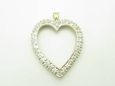 LIV 14kt Yellow Gold Genuine White Diamond Open Heart Halo Design Necklace New Gift