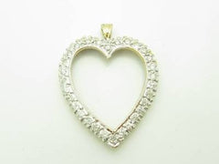LIV 14kt Yellow Gold Genuine White Diamond Open Heart Halo Design Necklace New Gift