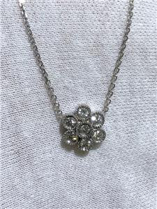 LIV 14k White Gold & Diamonds Flower Halo Choker G/VVS Solitaire Necklace 0.50ct tw