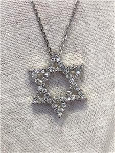 LIV 14k White Gold & Diamonds G/VVS 0.50ct Star of David Star Custom Necklace 16" L