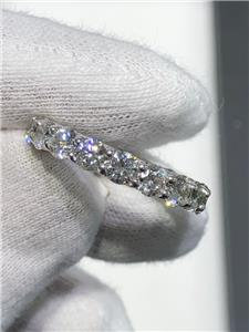 LIV 14k White Gold & Lab Grown Diamonds Shared Prong Air Line Setting Eternity Band E-VVS1 4ct Ring