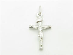 LIV 14kt Solid White Gold Cross Jesus Design Charm Pendant Necklace Gift