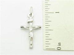 LIV 14kt Solid White Gold Cross Jesus Design Charm Pendant Necklace Gift