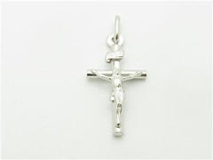 LIV 14kt Solid White Gold Cross Jesus Design Charm Pendant Necklace Gift