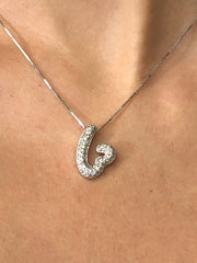 LIV 14kt White Gold Genuine White Diamond Pave Vintage Heart Halo Design Necklace