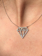 LIV 14k White Gold Genuine Diamonds Pave Diamond Design Halo Stackable Necklace Gift In Collaboration With TheDiamondsGirl