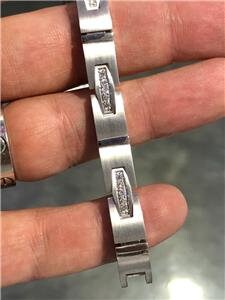 LIV 14k White Gold & Diamonds 1.10ct G/VS1 Men's Link Bracelet 8" Length 31.4 Grams
