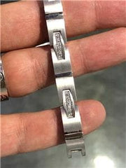 LIV 14k White Gold & Diamonds 1.10ct G/VS1 Men's Link Bracelet 8" Length 31.4 Grams