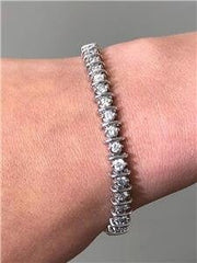 LIV 14k White Gold & Baguette Diamonds 3.60ct G/VS1 Unique S Design Stack Tennis Bracelet