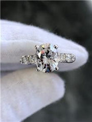 LIV Platinum With 3ct Pure Light Moissanite Oval Cut & Diamond Side Stones Ring Sz 6