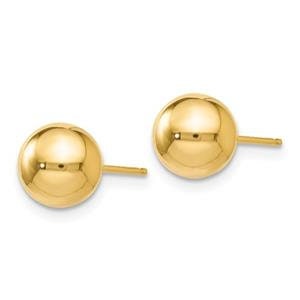 LIV 14k Yellow Gold Ball Design 7mm Diameter Halo Stud Earrings Push Backs Gift