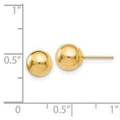 LIV 14k Yellow Gold Ball Design 7mm Diameter Halo Stud Earrings Push Backs Gift