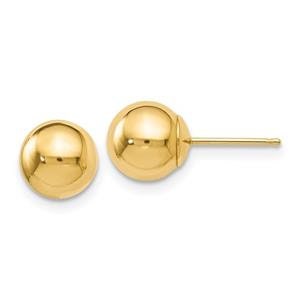 LIV 14k Yellow Gold Ball Design 7mm Diameter Halo Stud Earrings Push Backs Gift