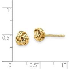 LIV 14k Yellow Gold Love Knot Design 6.5mm Diameter Halo Stud Earrings Push Backs