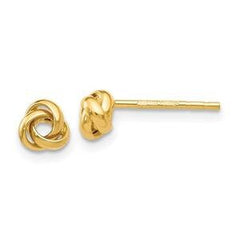 LIV 14k Yellow Gold Love Knot Design 5mm Diameter Halo Stud Earrings Push Backs Gift