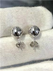 LIV 14k White Gold Round Ball Design Post Stud Earrings With Butterfly Backs Gift