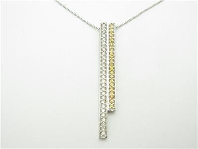 LIV 14kt White Gold Round Cut Pave Diamond Bar Necklace 0.30 ct Diamonds With Chain