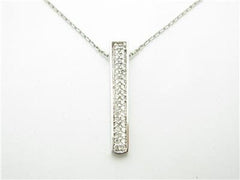 LIV 14kt White Gold Diamond Pave Long Bar Necklace 0.32ct G-Color VS-1 Diamonds Gift