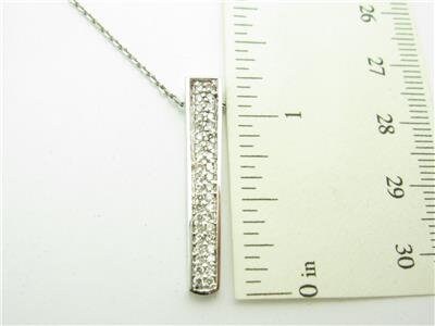 LIV 14kt White Gold Diamond Pave Long Bar Necklace 0.32ct G-Color VS-1 Diamonds Gift