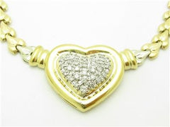 LIV 18k Yellow Gold Pave Diamond Vintage Style Heart Necklace 21.9 Grams 0.50ct G-VS1 Gift