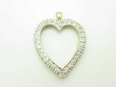 LIV 14kt Yellow Gold Genuine White Diamond Open Heart Halo Design Necklace New Gift