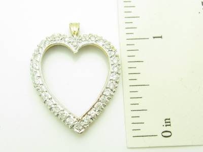 LIV 14kt Yellow Gold Genuine White Diamond Open Heart Halo Design Necklace New Gift