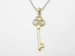 LIV 14kt Yellow Gold Genuine White Diamonds Key Design Drop Fashion Necklace Gift