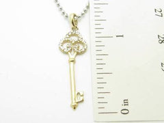 LIV 14kt Yellow Gold Genuine White Diamonds Key Design Drop Fashion Necklace Gift