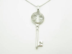 LIV 14kt White Gold Genuine White Diamonds Key Design Drop Fashion Necklace