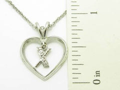 LIV 14kt White Gold Genuine White Diamond Open Heart "X" Design Drop Necklace Gift