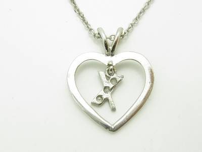 LIV 14kt White Gold Genuine White Diamond Open Heart "X" Design Drop Necklace Gift